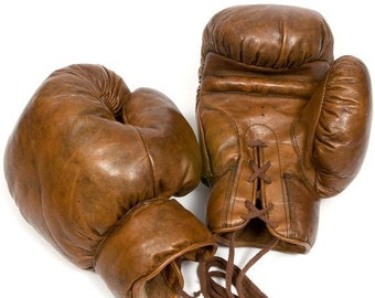 Gants de boxe en cuir épais de style rétro vintage, gants de boxe en cuir, équipements de boxe, kickboxing MMA, gants de combat