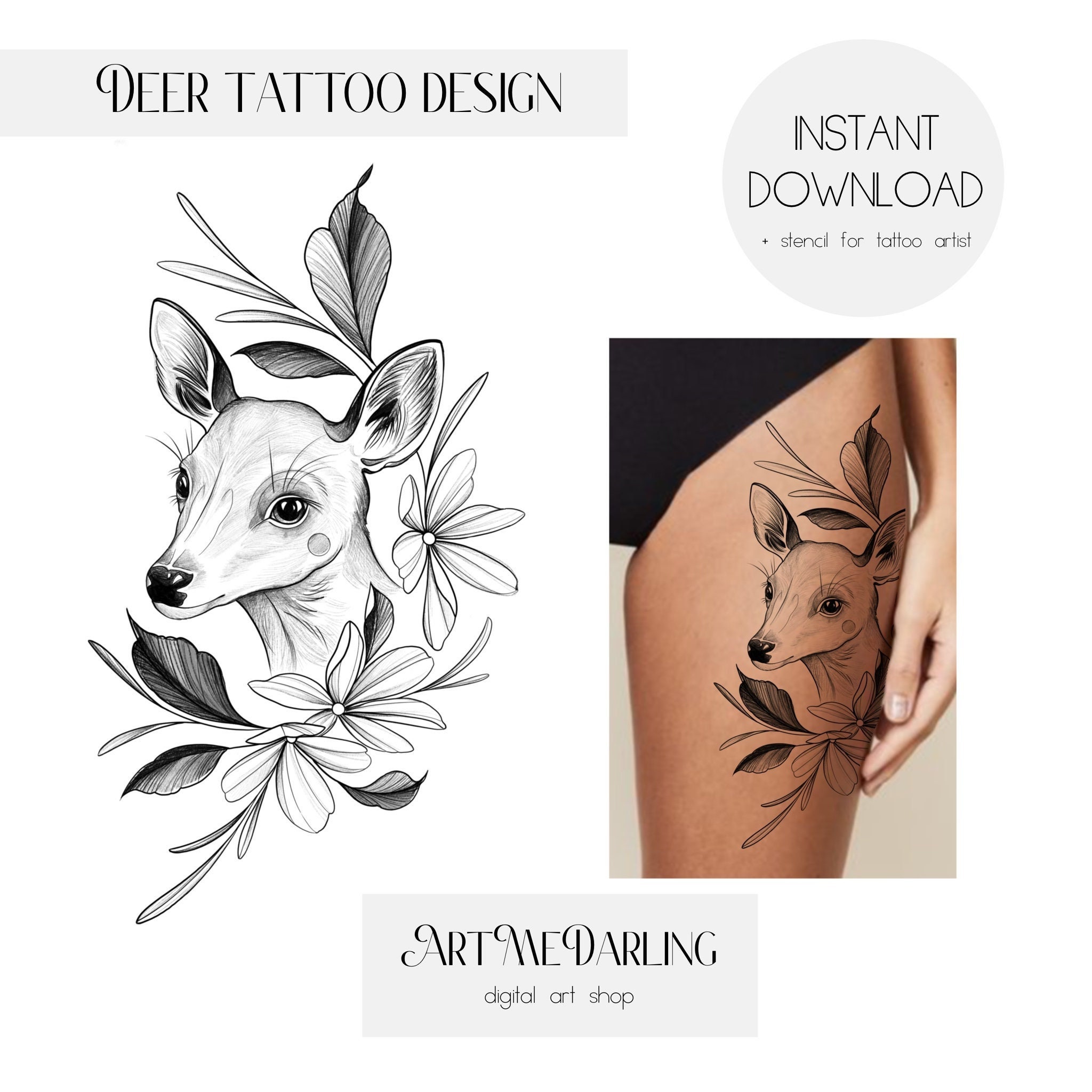 Aggregate 81+ feminine deer tattoos for females super hot in.cdgdbentre