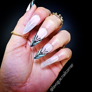 Butterfly Kawaii Blue & Pink Press On Nails, Cute Reusable Luxury Glue On Nails | Summer Nails | Spring Nails for almond short or long