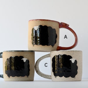 Black and White Sheep Mugs with Large Sheep