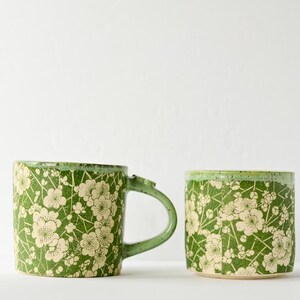 Cherry Flowers Mug and Cup | Handmade Pottery | Handmade Ceramics