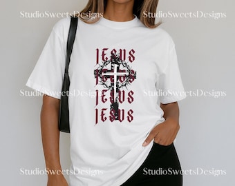 Jesus Cross Thorns T-Shirt, Christian Faith Apparel, Religious Graphic Tee