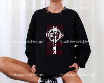 Jesus Cross and Thorns Sweatshirt, Christian Faith Apparel