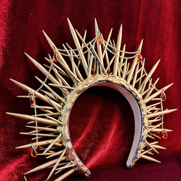 Gilded Chains Crown of Thorns, Gold Crown of Thorns, Gold Halo Crown