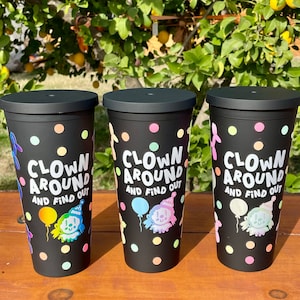 Clown Around and Find Out | Double Walled Acrylic Cup Tumbler | Clown Core | Balloon design | Clown Aesthetic | Clown Design | Spooky Shop