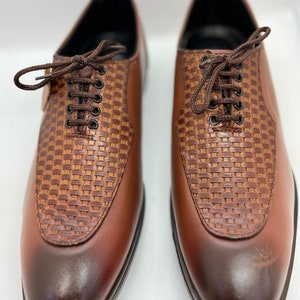 Tan brown Oxford brown leather dress shoes lace-up party shoes