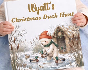 Personalized Christmas Duck Hunting Book for Kids, Custom Name Waterfowl Hunter Storybook, Boy Christmas Eve Box Keepsake Gift Idea
