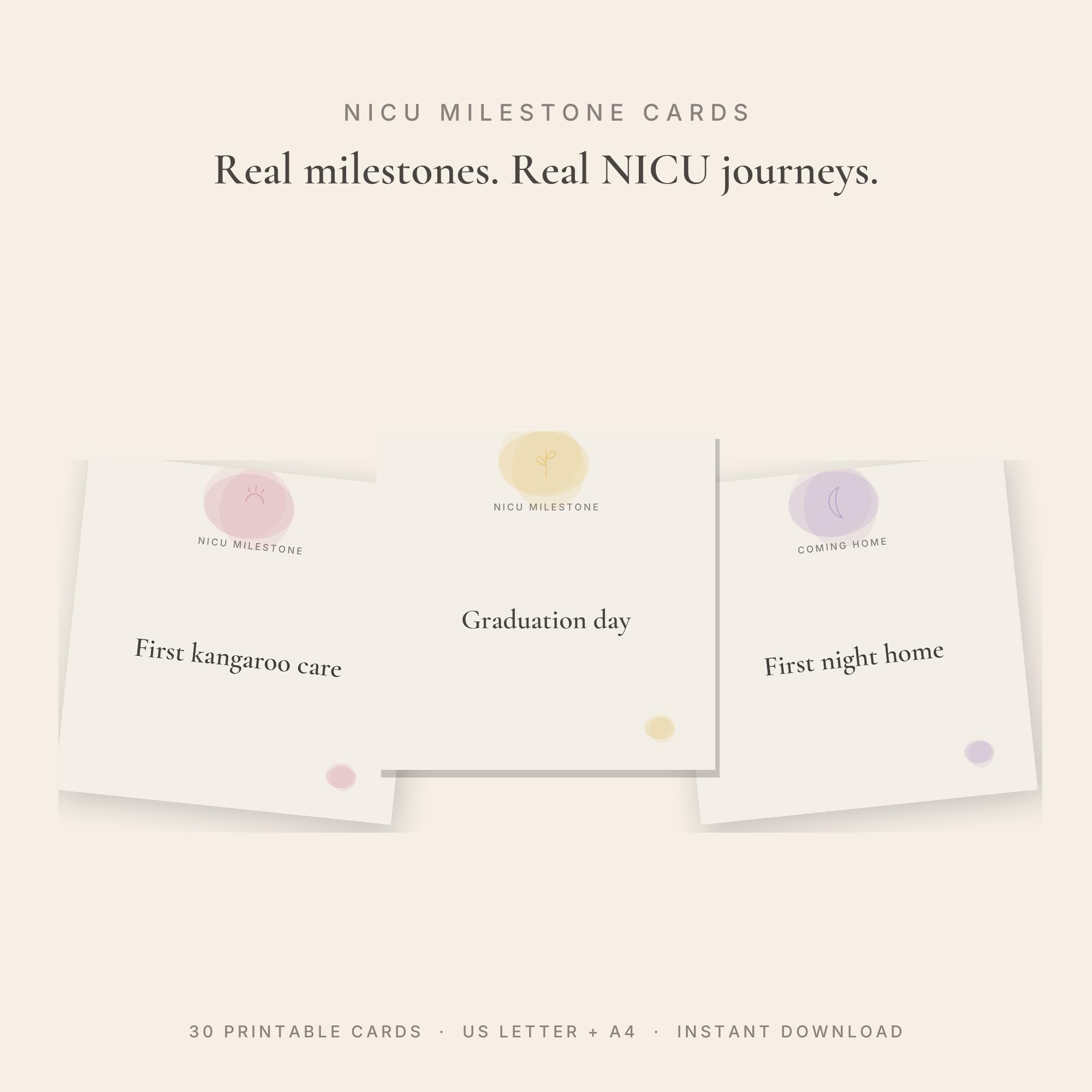 NICU Milestone Cards | 30 Printable Preemie Milestone Cards | NICU ...