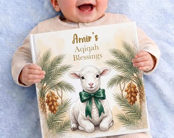 Muslim Aqiqah Gift Book Personalized, Islamic Baby Naming Keepsake, Aqiqah Blessings Book, Personalized Muslim Baby Gift, Bismillah Book
