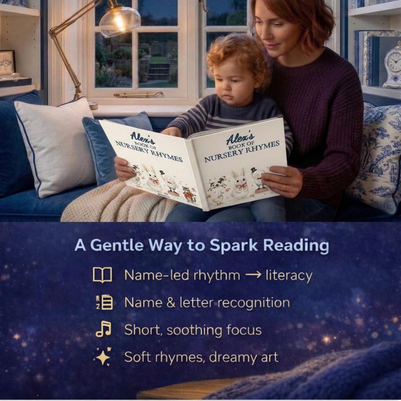 Personalisierte Kinderreimebuch, personalisiertes Baby Bilderbuch, Namenbuch, Geburtsgeschenk, Taufe Bild 4