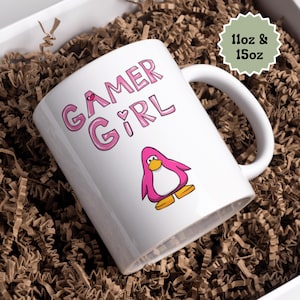 Club Penguin Mug, Gamer Girl Mug, Club Penguin Merch, Penguin Mug, Gift For Gamer, Penguin Gift, Gift For Club Penguin Fan