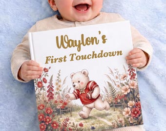 Personalized Football Book for Kids, Custom Name Sports Storybook, Red Team Colors Football Nursery Gift, Game Day Keepsake Book