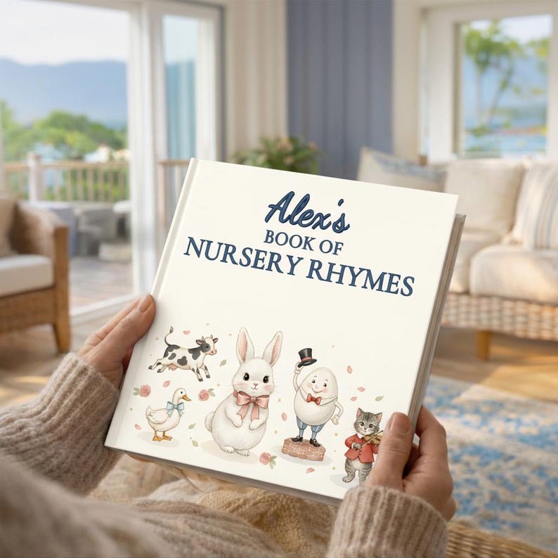 Personalisierte Kinderreimebuch, personalisiertes Baby Bilderbuch, Namenbuch, Geburtsgeschenk, Taufe Bild 5
