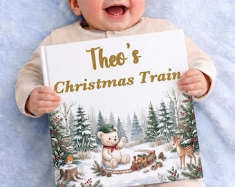 Personalized Christmas Train Book for Kids, Custom Name Steam Train Adventure Storybook, Toddler Christmas Eve Box Keepsake Gift Idea