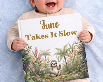Personalized Sloth Storybook for Kids, Custom Baby Gift Book, Toddler First Birthday Keepsake, Little Rainforest Lover Nursery Story
