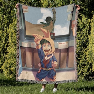 Anime Hand Woven Cozy Blanket,  Manga Tapestry Throw, Suitable As Snuggle Blanket Or Woven Wall Hanging, MHA Gift