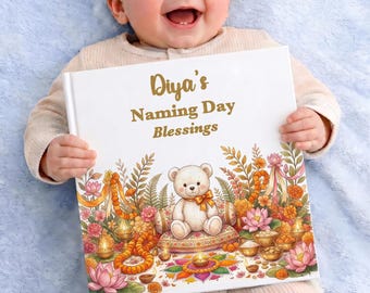 Personalized Hindu Naming Day Book, Namkaran Gift for Baby, Custom Name Keepsake Story, Indian Naming Ceremony Blessings Present Idea