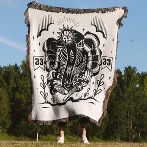 Esquie Clair Obscur Expedition 33 Woven Blanket, Cool Gamer Gift Tee for Him Her, Unique Video Game Tapestry for Fans & Friends