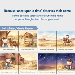 Libro vaquero personalizado para niños, libro de cuentos personalizado para niños pequeños, recuerdo con nombre del Oeste, regalo de guardería con temática de ponis de rancho, regalo de primer cumpleaños imagen 8