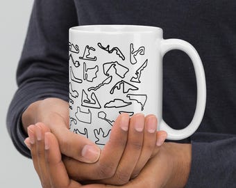 2026 F1 Track Map White Glossy Coffee Mug- 3 Sizes