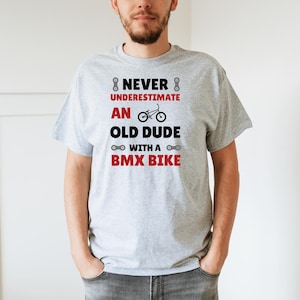 BMX &quot;Old Dudes&quot;  T-Shirt, BMX Racing Shirt, Vintage BMX Tee, Men&#39;s Racing Shirt, Fun Shirt, Seasoned Racer Shirt, Vintage Bicycle Race Tee