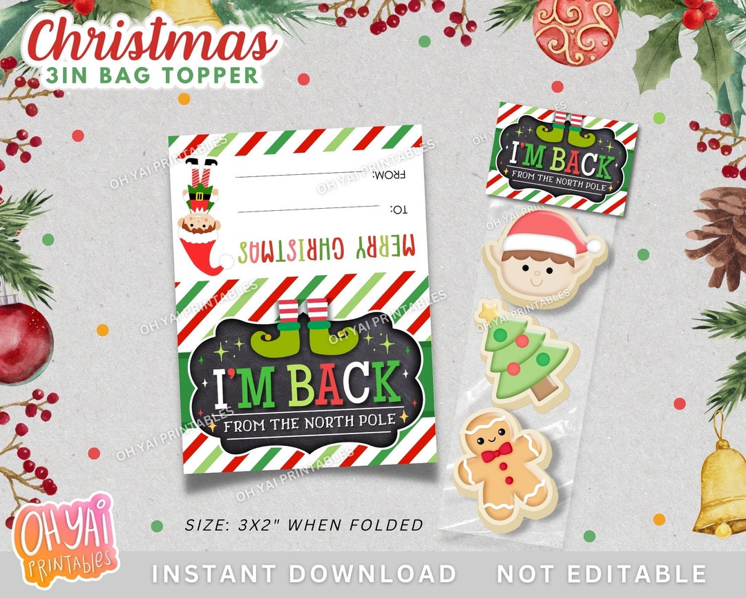 Christmas Bag Topper, 3x2 Bag Topper, Printable Christmas Bag Topper ...