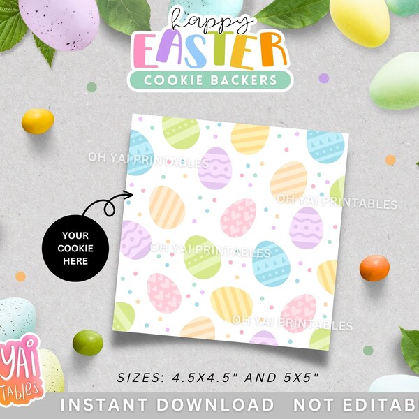 Easter Cookie Backer, Printable Cookie Backer, Easter Cookie Box Backer, Easter Cookie Card, Easter Background, Happy Easter Digital Paper