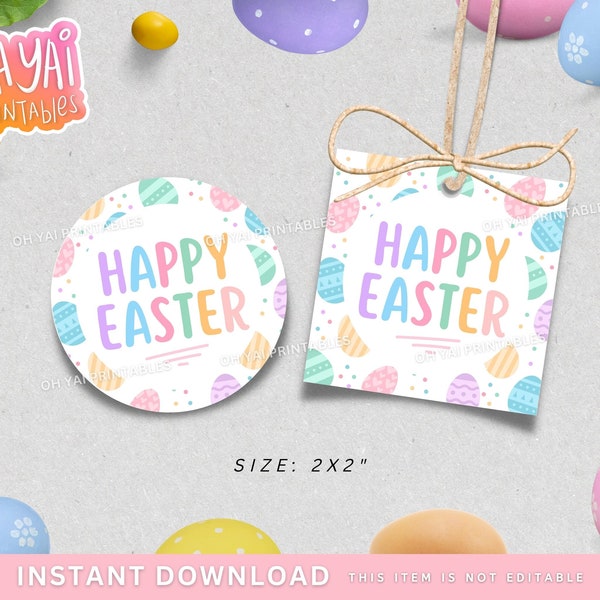 Printable Easter Tag, Printable Easter Treats Tag, Round Easter Tag, Happy Easter Tag, Easter Favor Tag, Easter Gift Tag, Easter Label