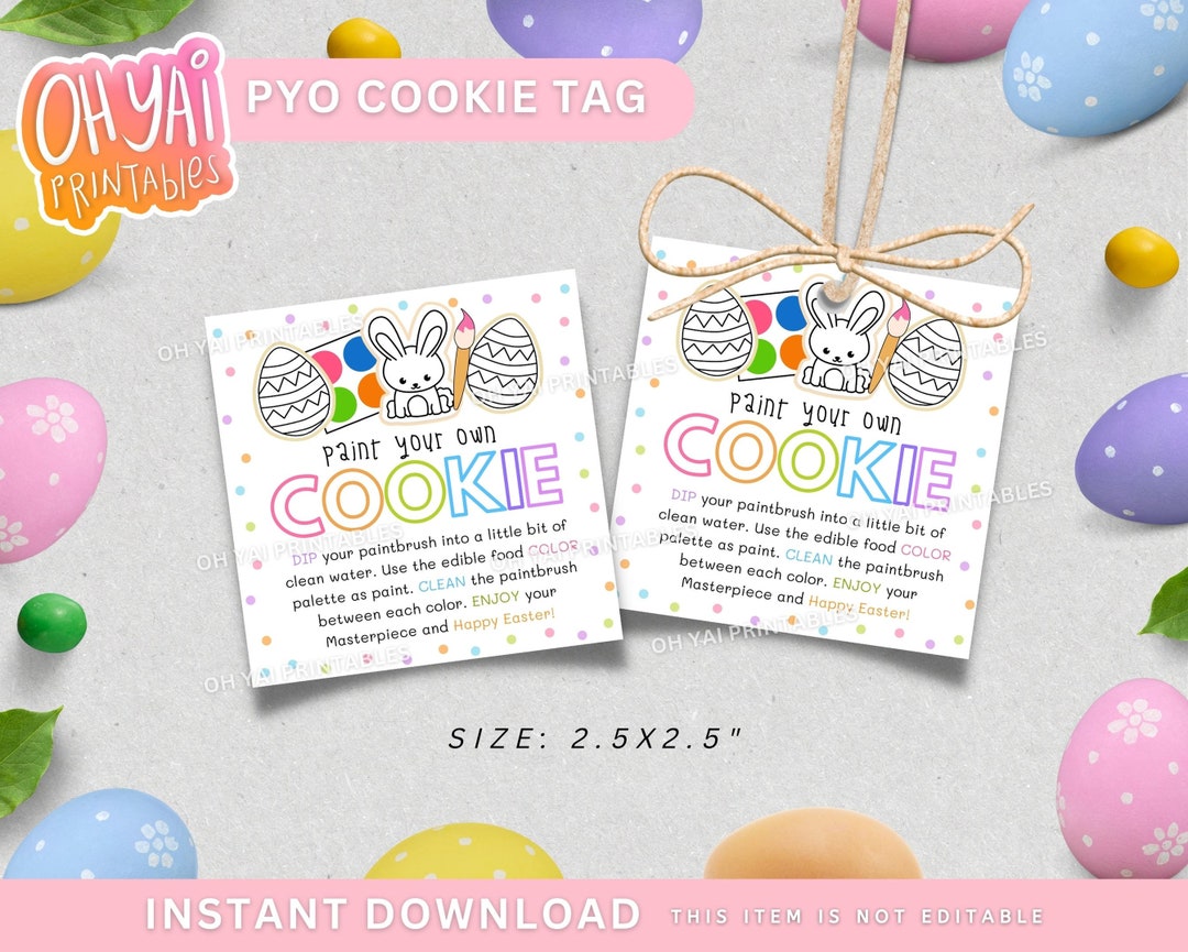 PYO Cookie Tag, Easter PYO Cookie Label, Printable PYO Tag, Happy