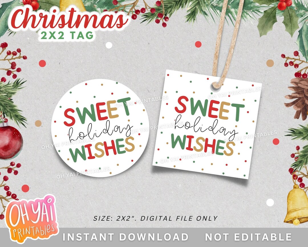 Printable Christmas Tag, Sweet Holiday Wishes Tag, Christmas Cookie Tag ...