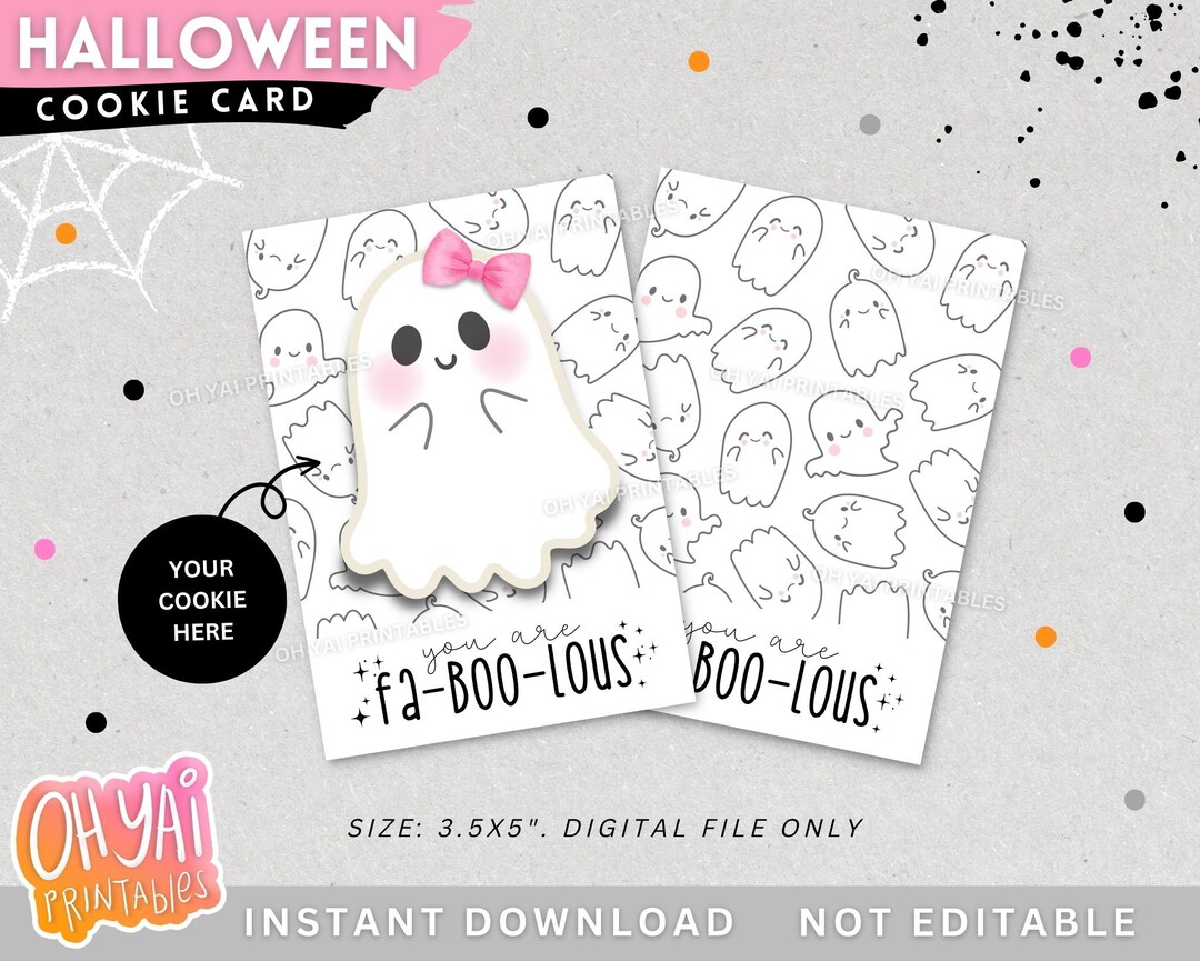 Halloween Cookie Card, Printable Halloween Cookie Card, 3.5x5in Cookie ...