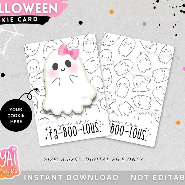 Halloween Cookie Card, Printable Halloween Cookie Card, 3.5x5in Cookie Card, Happy Halloween Card, Halloween Gift Card