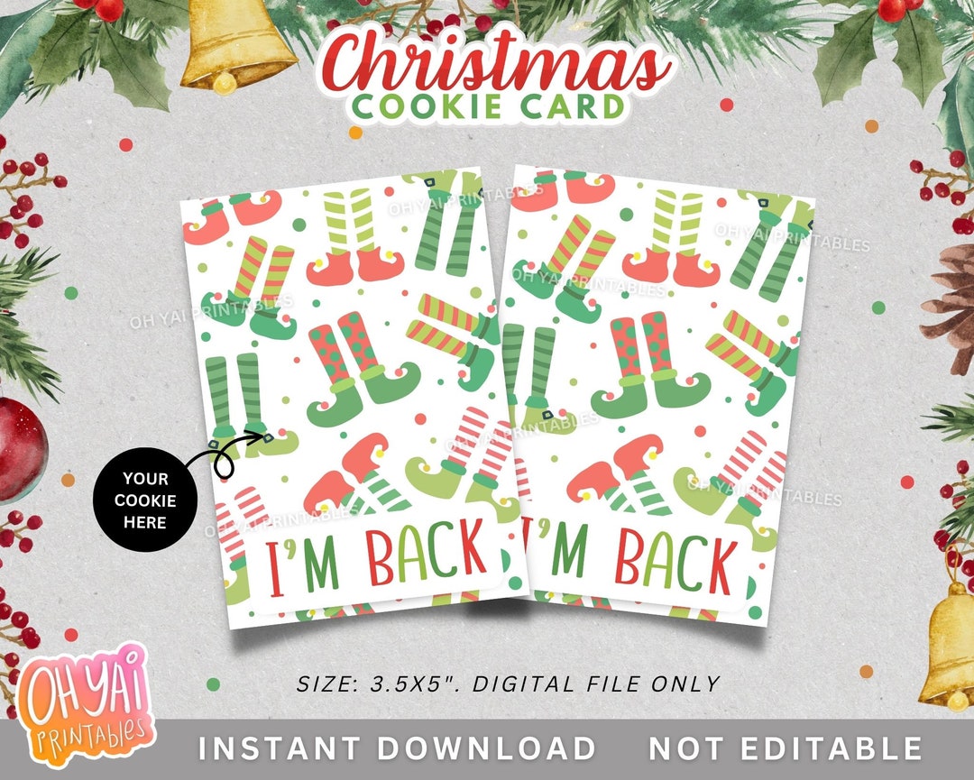 Christmas Cookie Card, Elf Cookie Card, Christmas Cookie Backer ...