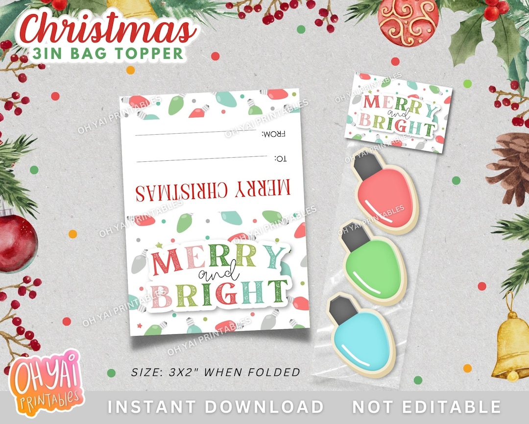 Christmas Bag Topper, 3x2 Bag Topper, Printable Christmas Bag Topper ...