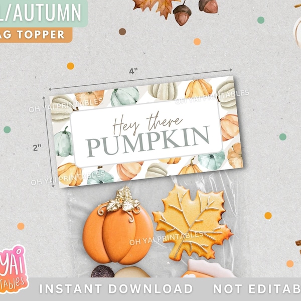 Fall Topper, Fall Cookie Bag Topper, 4x2 Bag topper, Printable Fall Topper, Thanksgiving Bag Topper, Printable Bag Topper, Pumpkin Topper