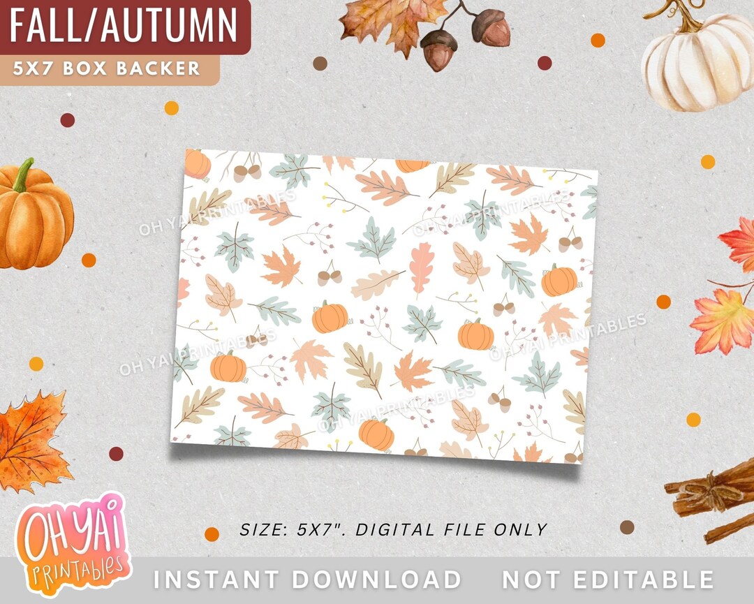 5x7 Cookie Box Backer, Printable Fall Cookie Backer, Fall Cookie Card ...