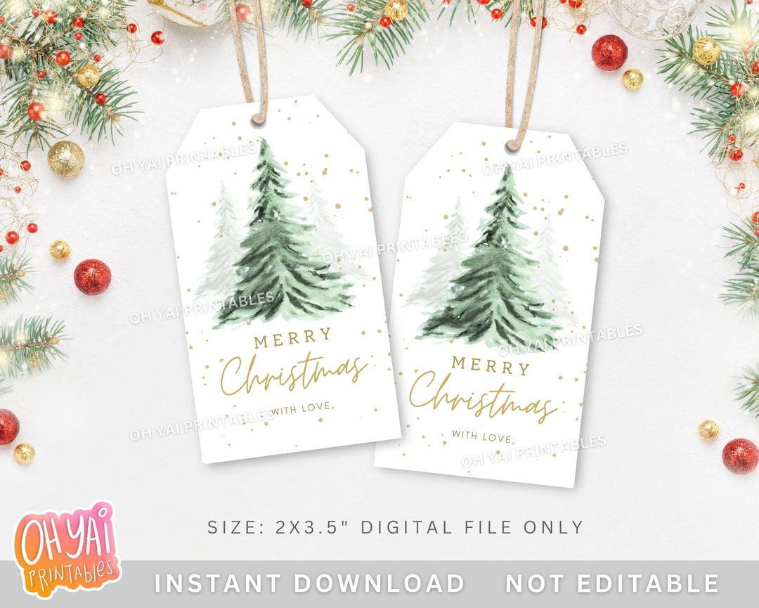 Printable Christmas Gift Tag, Merry Christmas Gift Tag, Holiday Tag ...