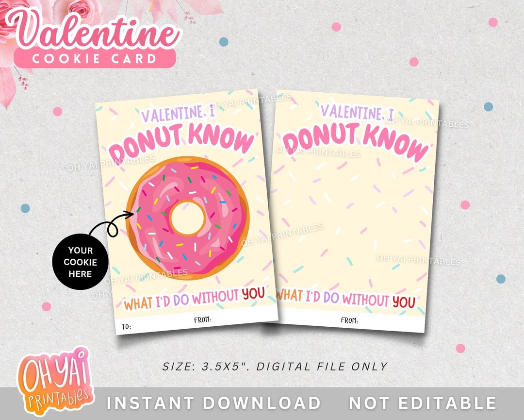 Valentine Cookie Card, Donut Cookie Card, Happy Valentine's Day Cookie ...