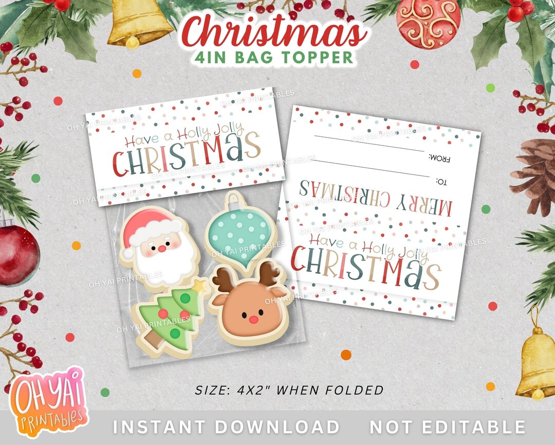 Christmas Bag Topper, 4x2 Bag Topper, Printable Christmas Bag Topper ...