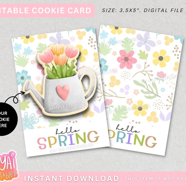 Easter Cookie Card, Spring Cookie Card, Easter Egg Cookie Card, Hello Spring Cookie Card, Floral Cookie Card, Printable Cookie Card