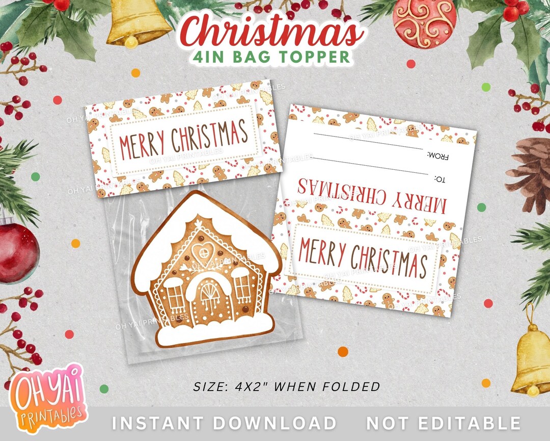 Christmas Bag Topper, 4x2 Bag Topper, Printable Christmas Bag Topper ...