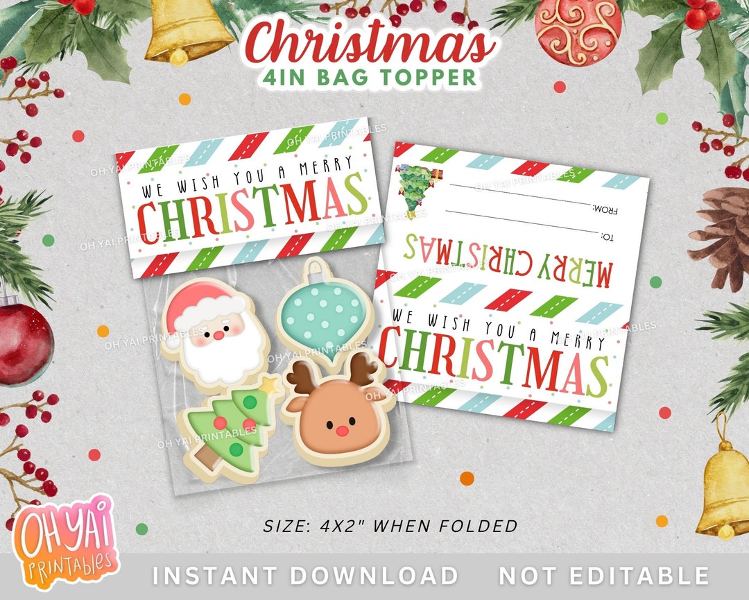 Christmas Bag Topper, 4x2 Bag Topper, Printable Christmas Bag Topper ...