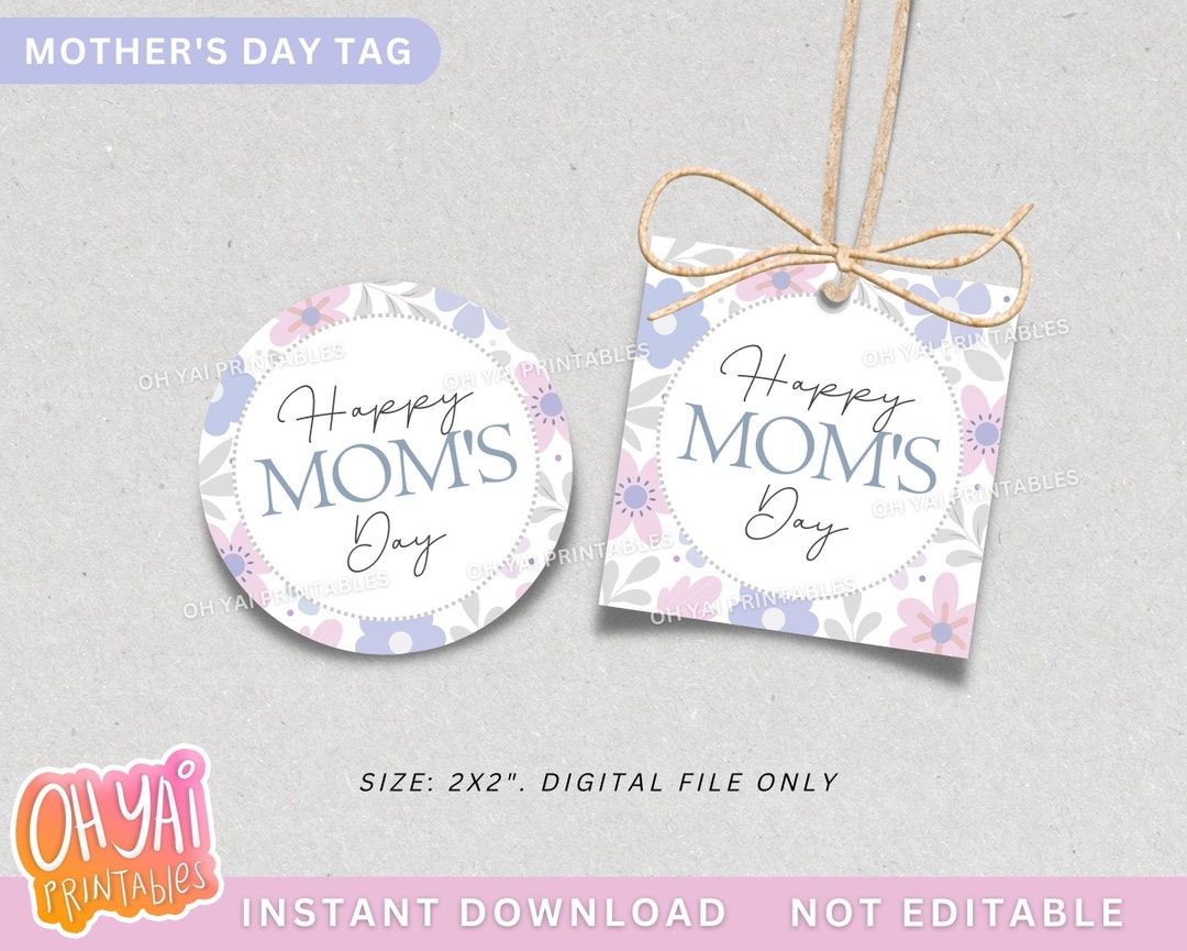 Printable Mother's Day Tag, Mother's Day Tag, Floral Mother's Day Tag ...