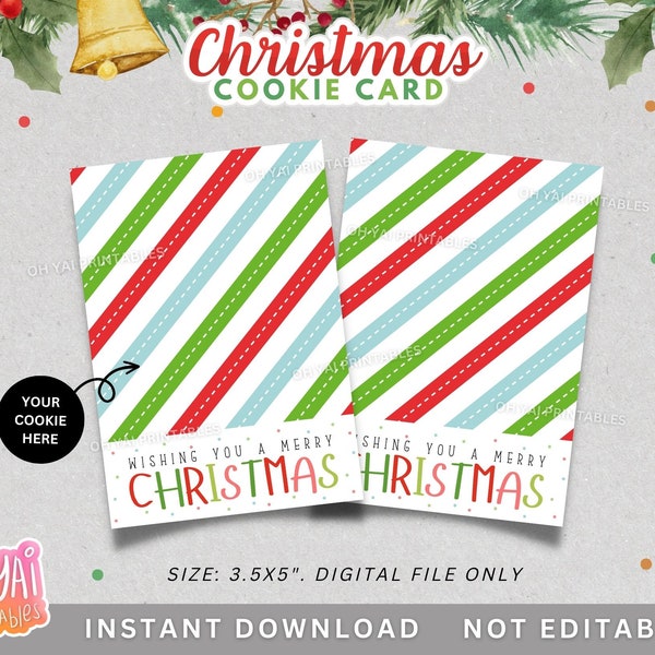Christmas Cookie Card, Christmas Cookie Backer, Christmas Mini Cookie Card, Christmas Stripes Background