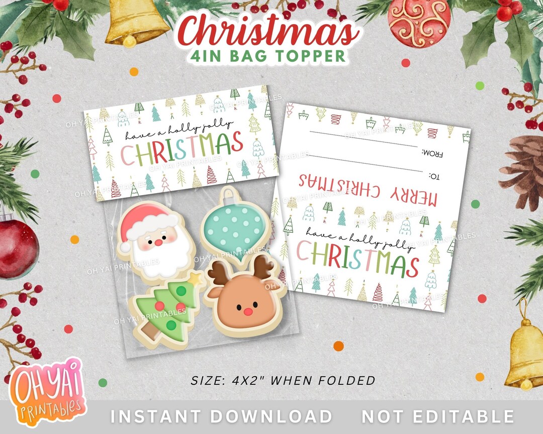 Christmas Bag Topper, 4x2 Bag Topper, Printable Christmas Bag Topper ...