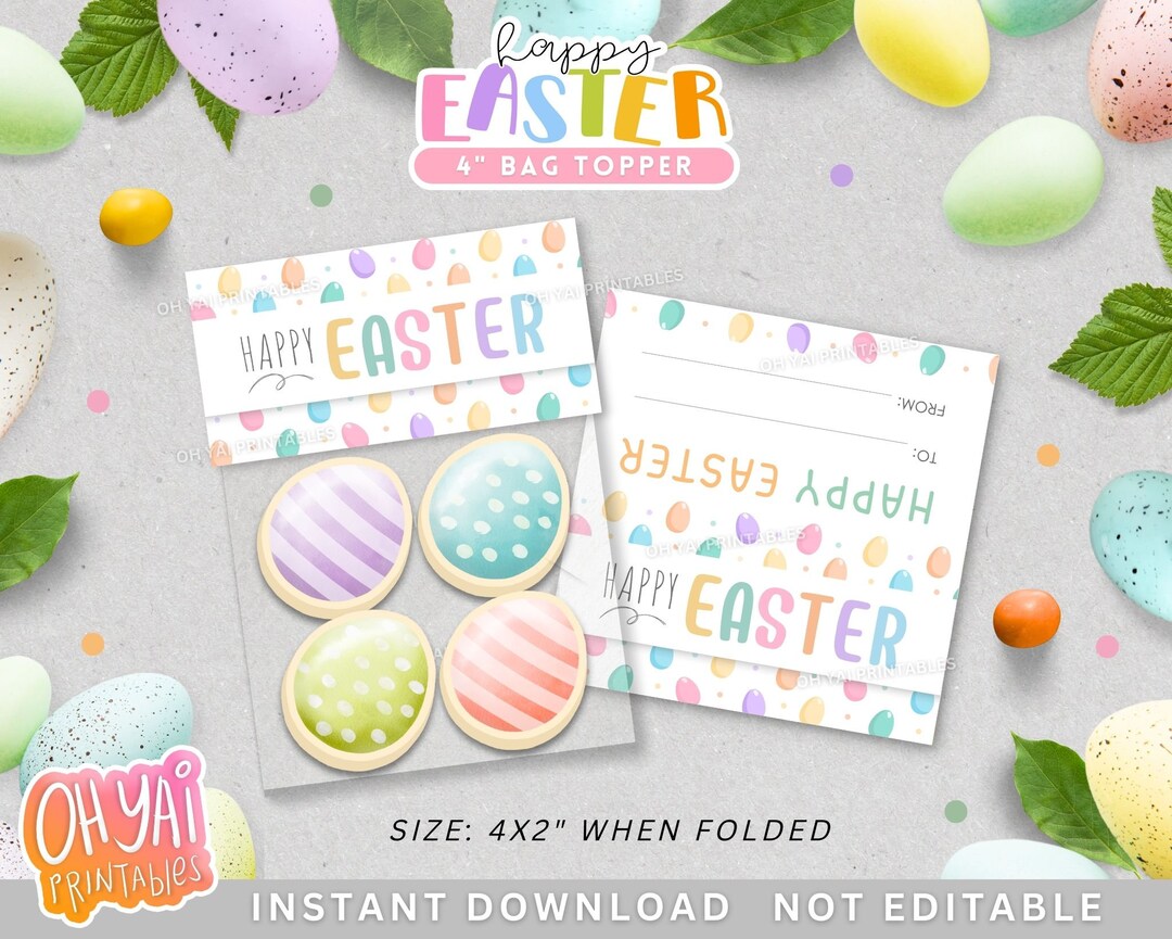 4 Easter Bag Topper, Printable Bag Topper, Printable Easter Treat Bag ...
