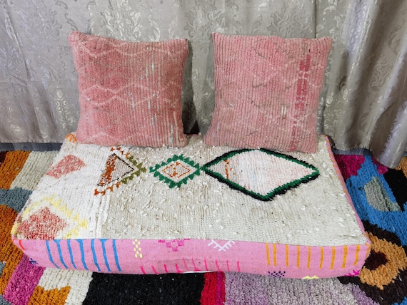 Moroccan Floor couch - Unstuffed Complete set Long Floor Cushion 4 ft (120 x60x20 cm) + 2 Back Pillows