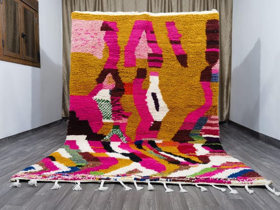 Amazing Moroccan Pink Rug - Custom Bohemian Rugs - Wool Rug Orange - Quality Handmade Morrocan Rug - Personalize Gifts For Home Decor