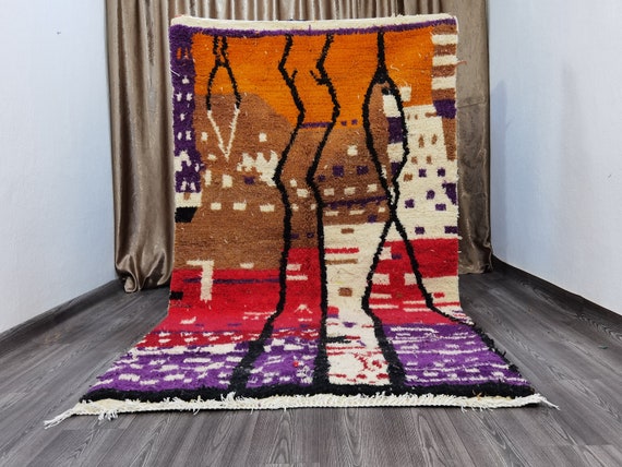Costum Moroccan Colorful Rug, Moroccan Area Rug , Wool Moroccan Rugs, Abstract Multicolored Rug, Boujad Rug, Bohemian Rug , Tapis Berbere