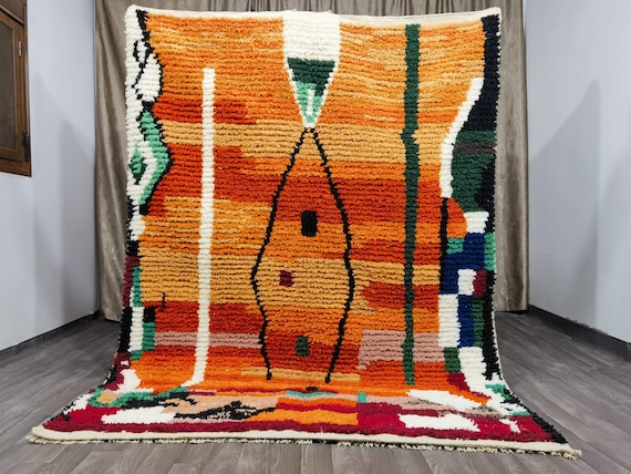Handmade Orange Berber Rug – Authentic Moroccan Wool Rug